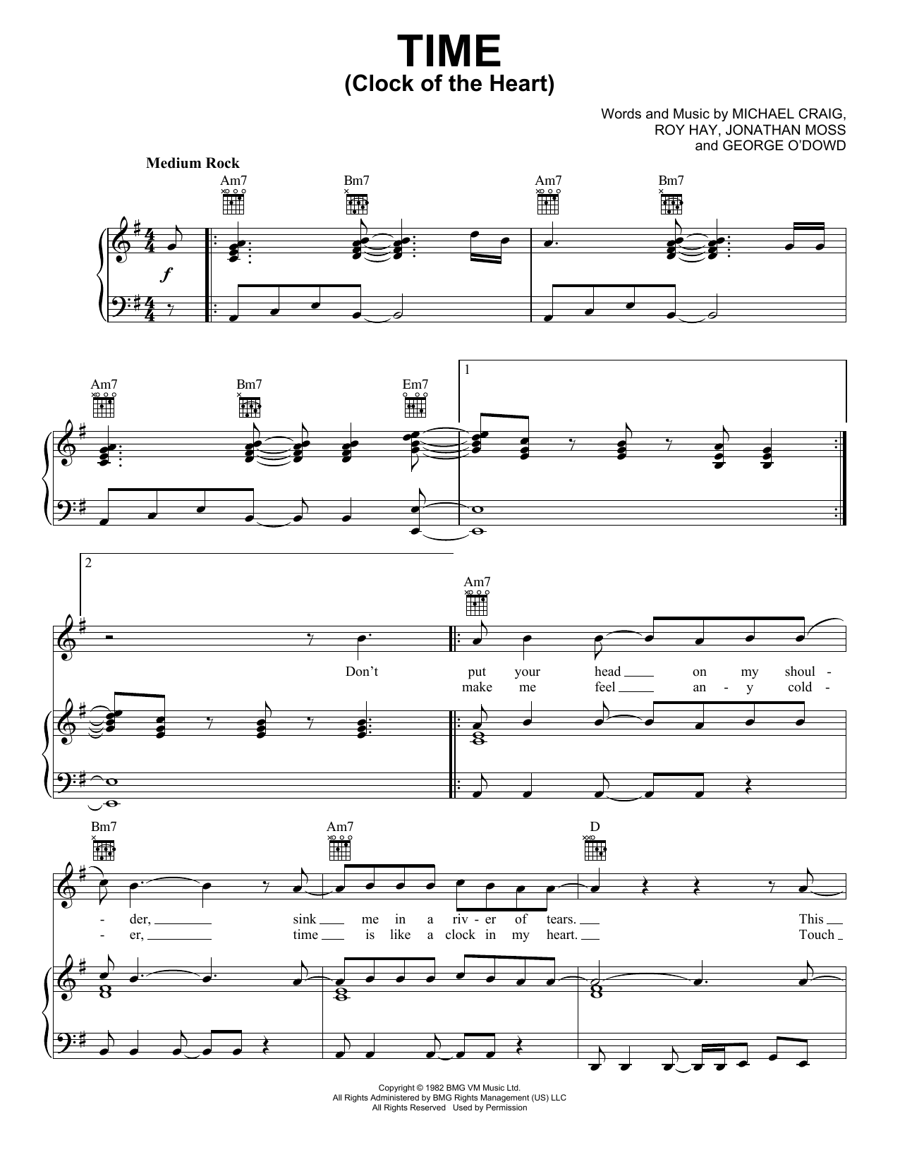 Download Culture Club Time (Clock Of The Heart) Sheet Music