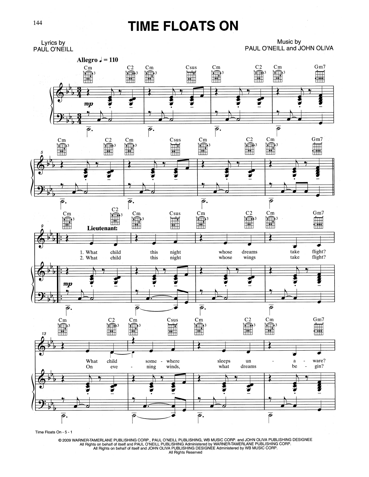 Download Trans-Siberian Orchestra Time Floats On Sheet Music