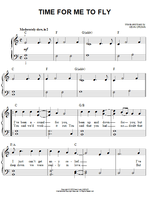 Download REO Speedwagon Time For Me To Fly Sheet Music