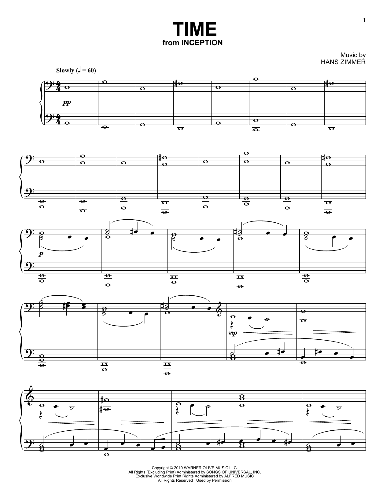 Download Hans Zimmer Time (from Inception) Sheet Music