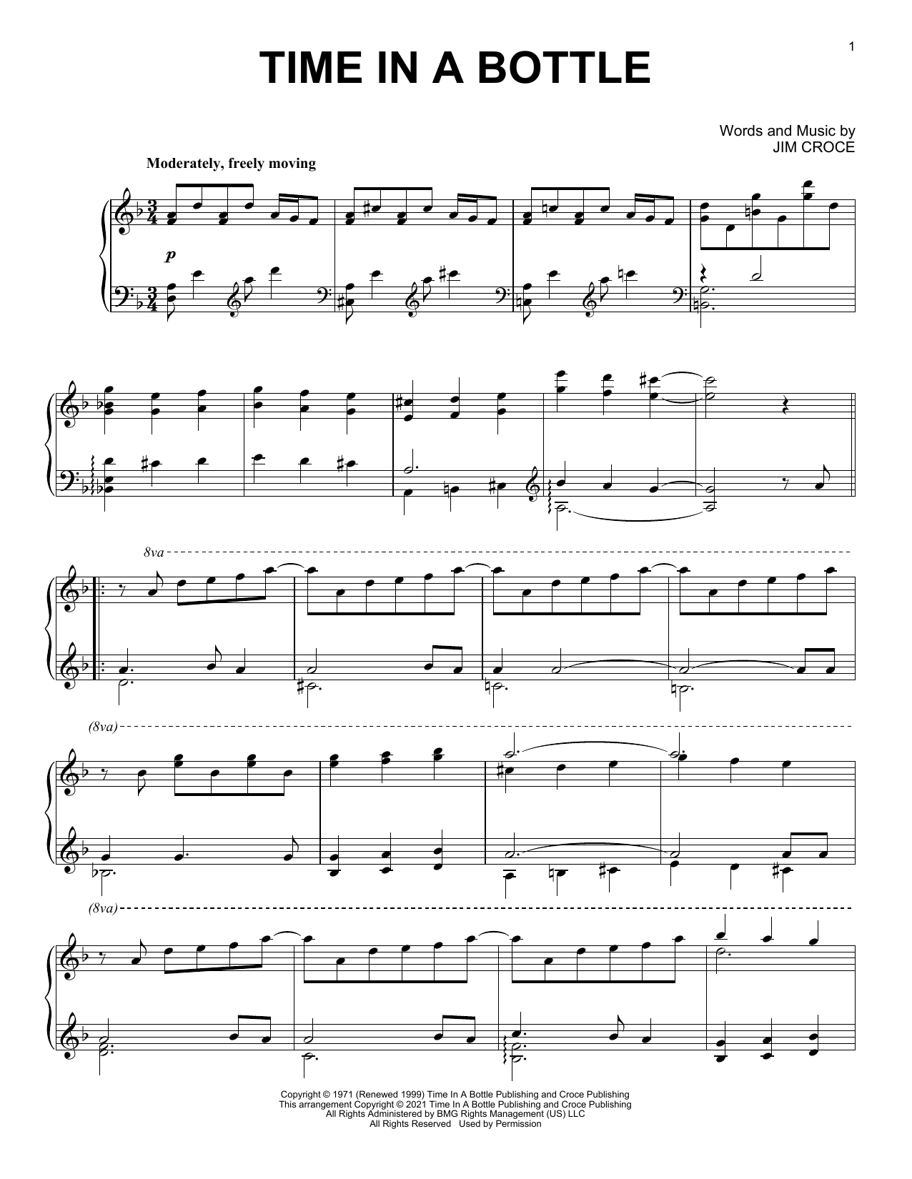Download Jim Croce Time In A Bottle [Classical version] Sheet Music