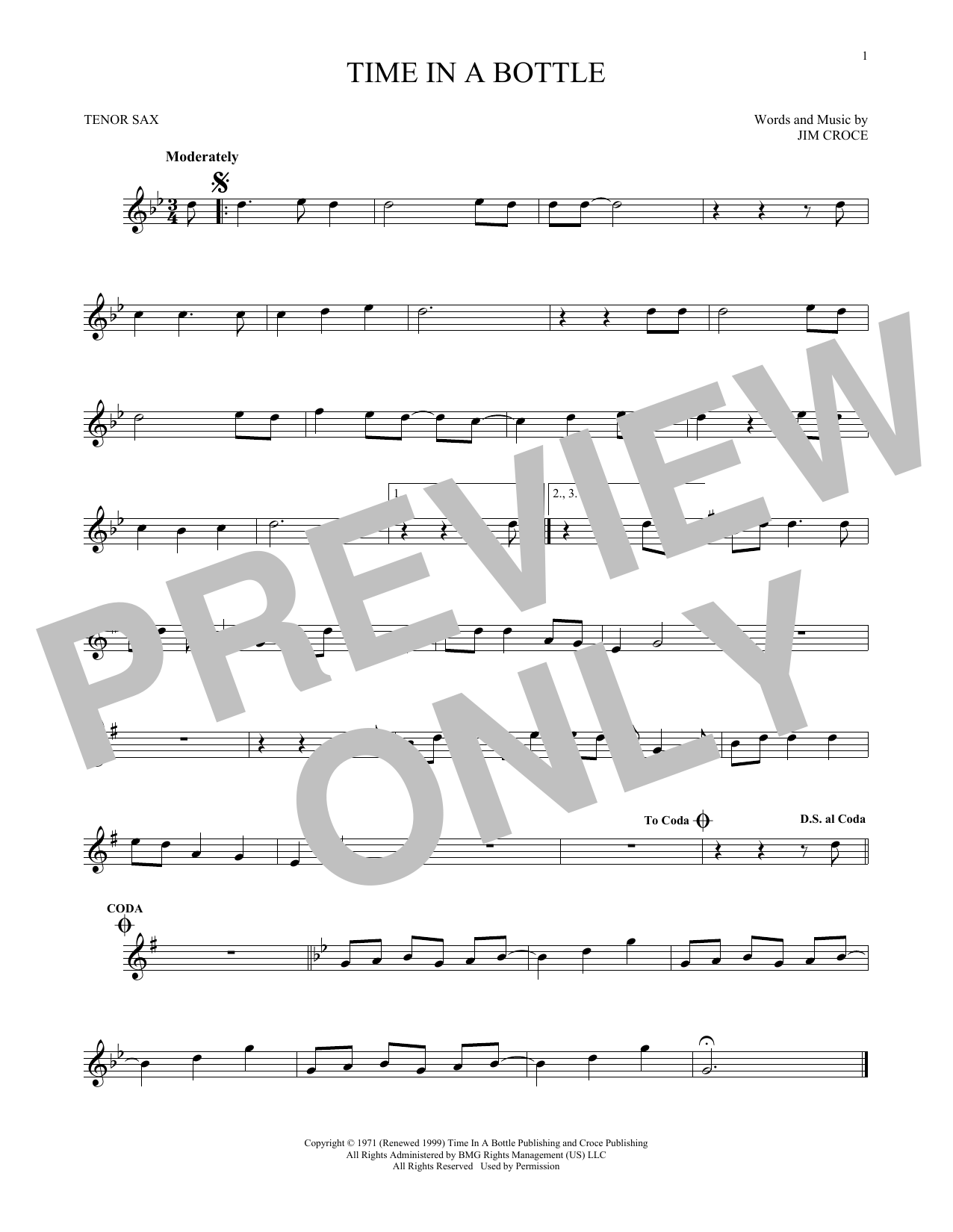 Download Jim Croce Time In A Bottle Sheet Music