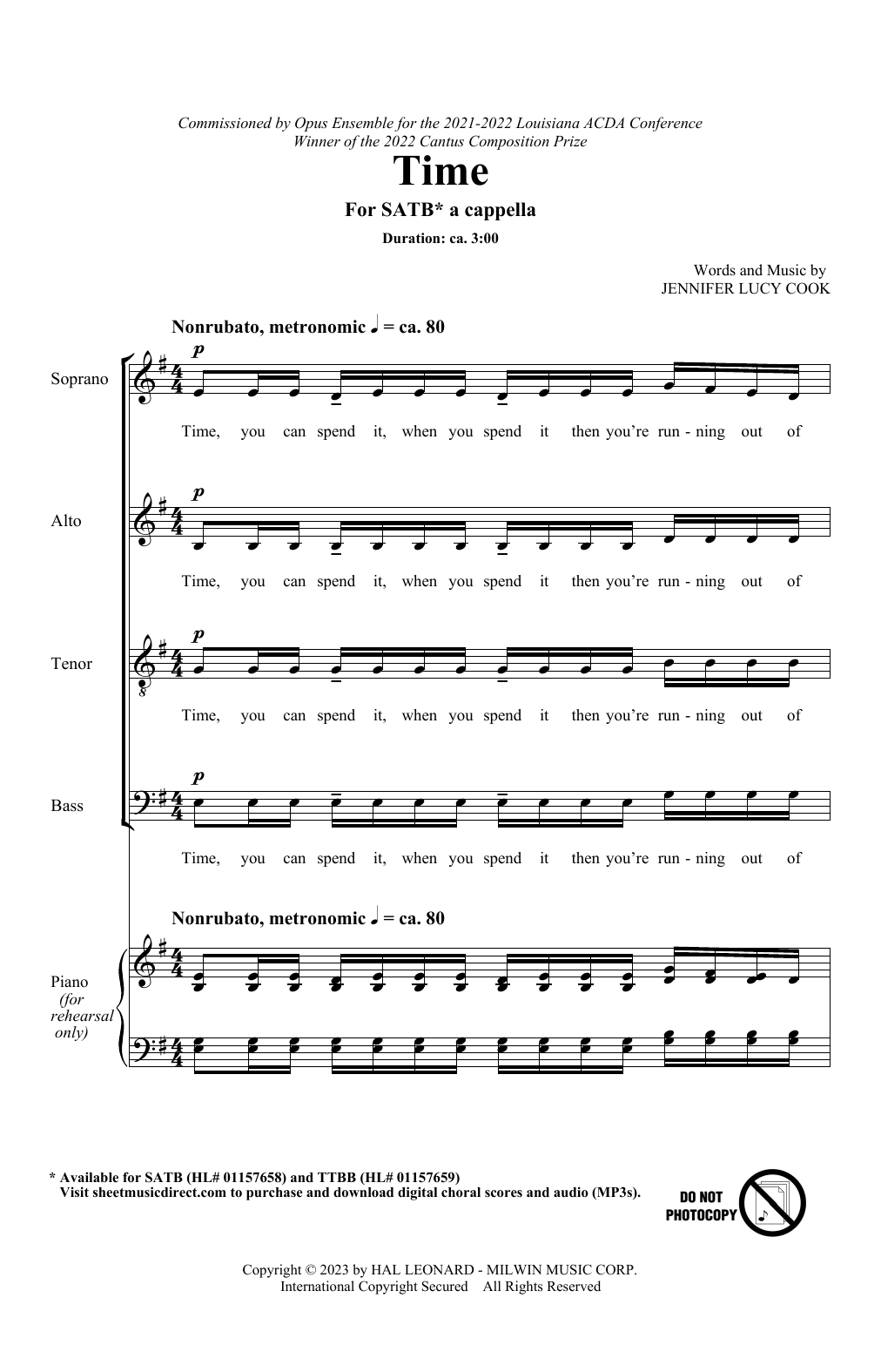Download Jennifer Lucy Cook Time Sheet Music