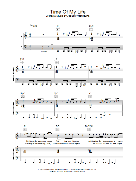 Download Toploader Time Of My Life Sheet Music
