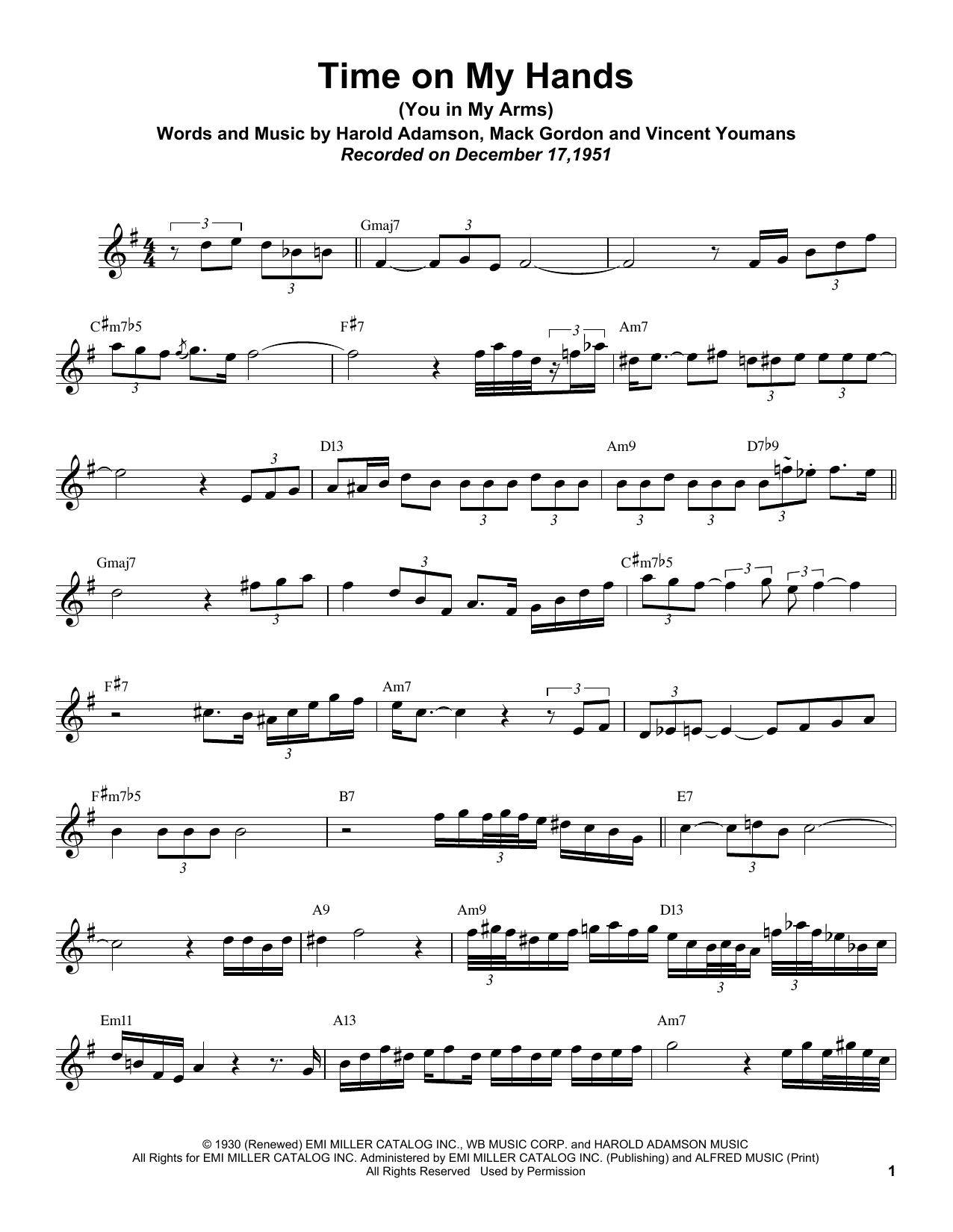 Download Sonny Rollins Time On My Hands (You In My Arms) Sheet Music