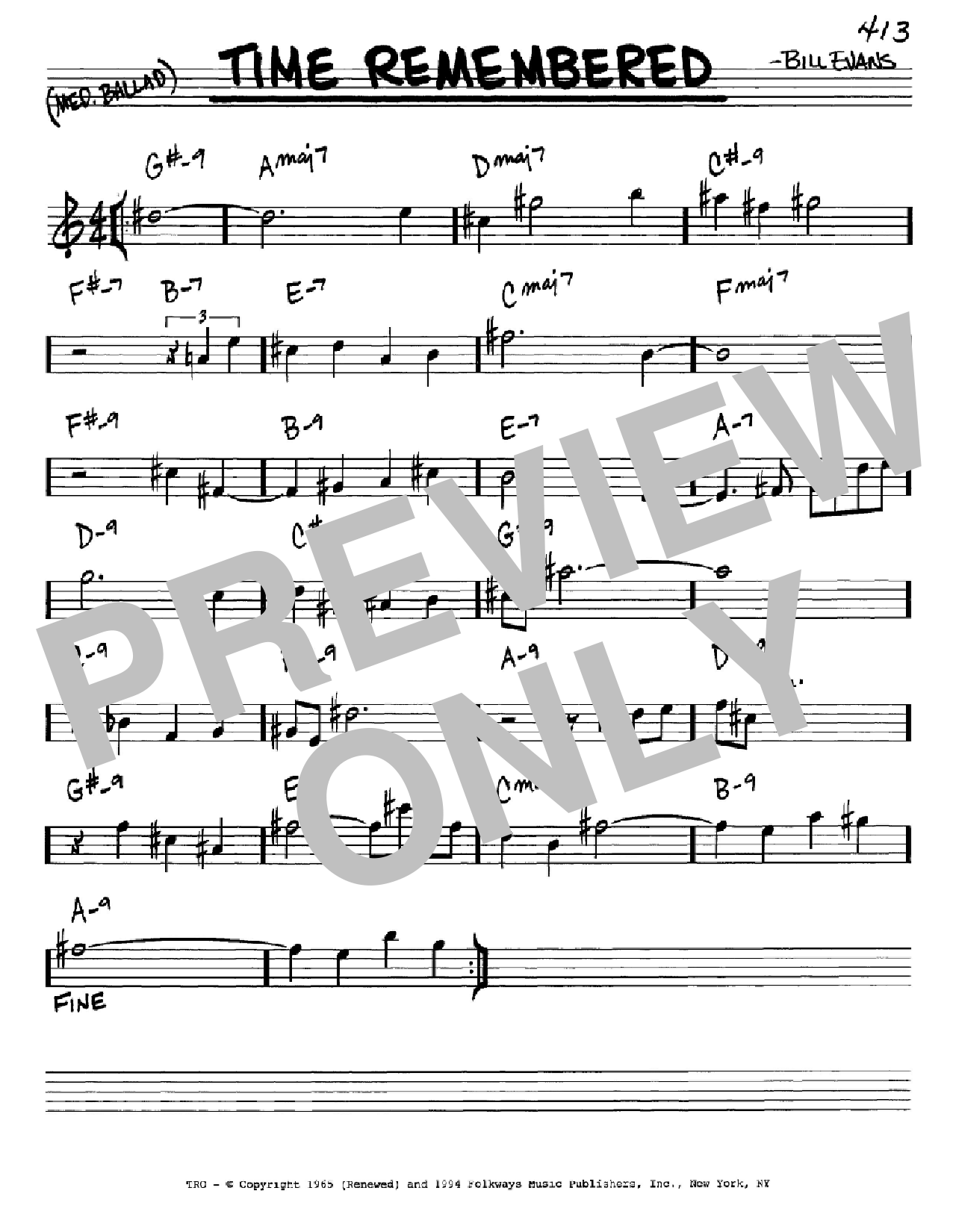 Download Bill Evans Time Remembered Sheet Music