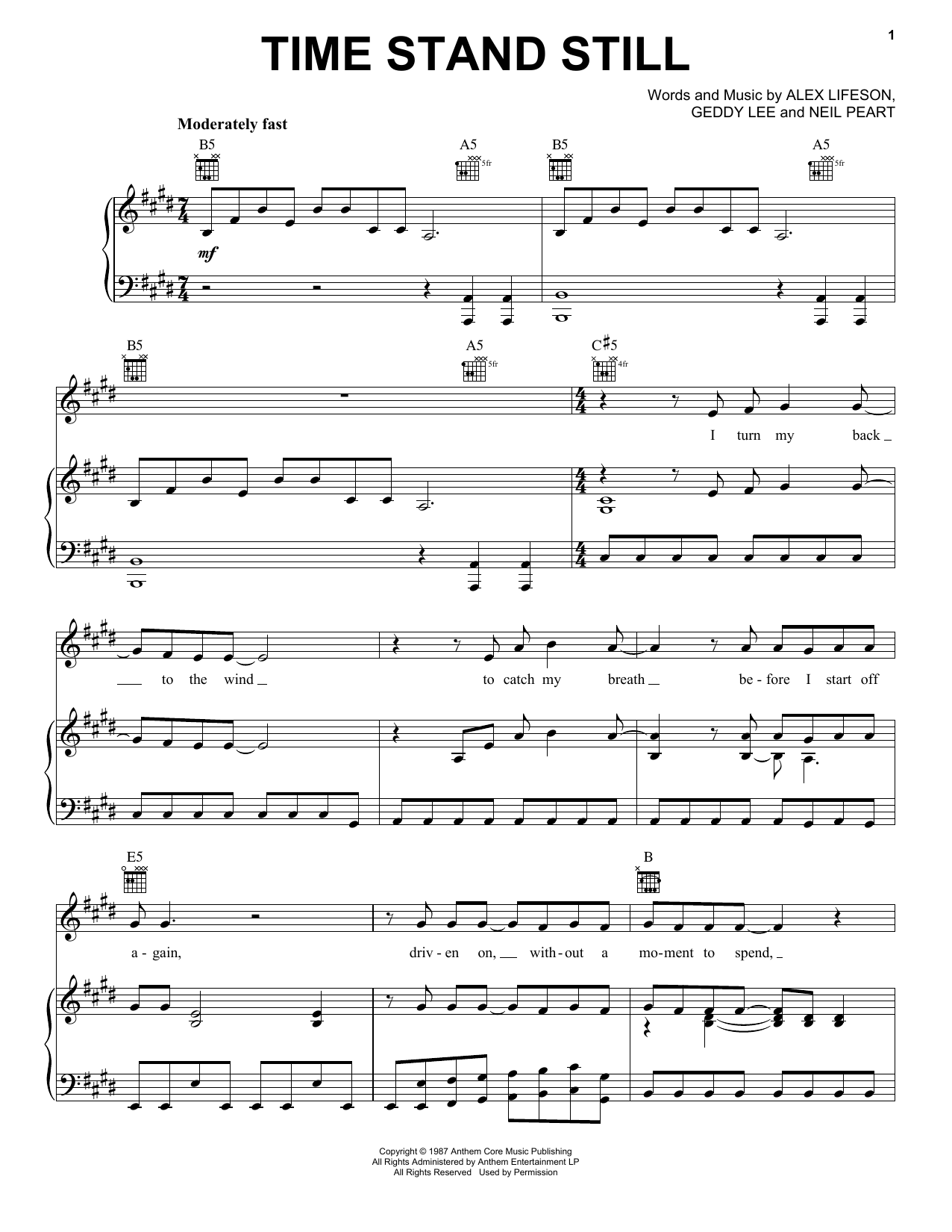 Download Rush Time Stand Still Sheet Music
