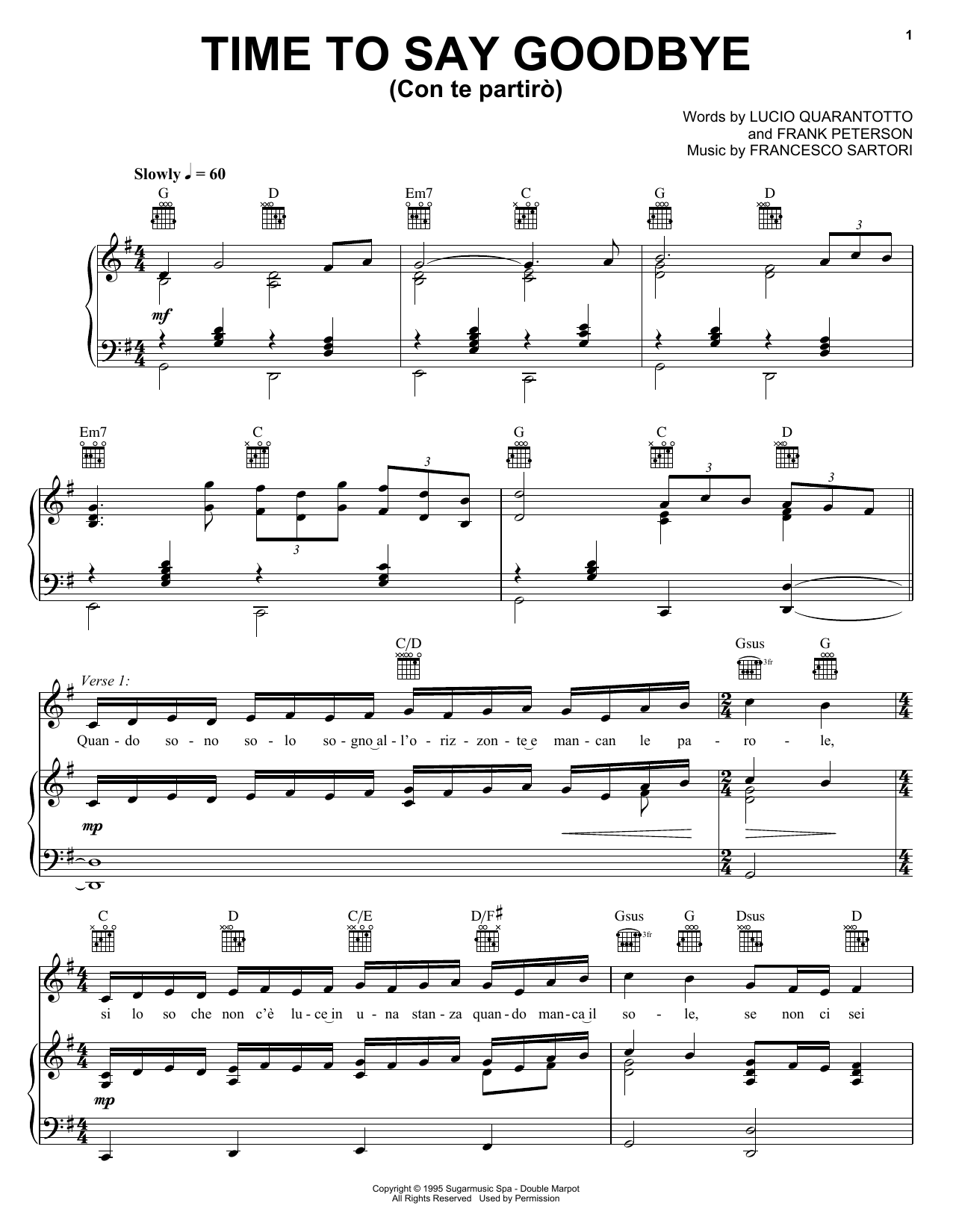 Download Sarah Brightman with Andrea Bocelli Time To Say Goodbye Sheet Music