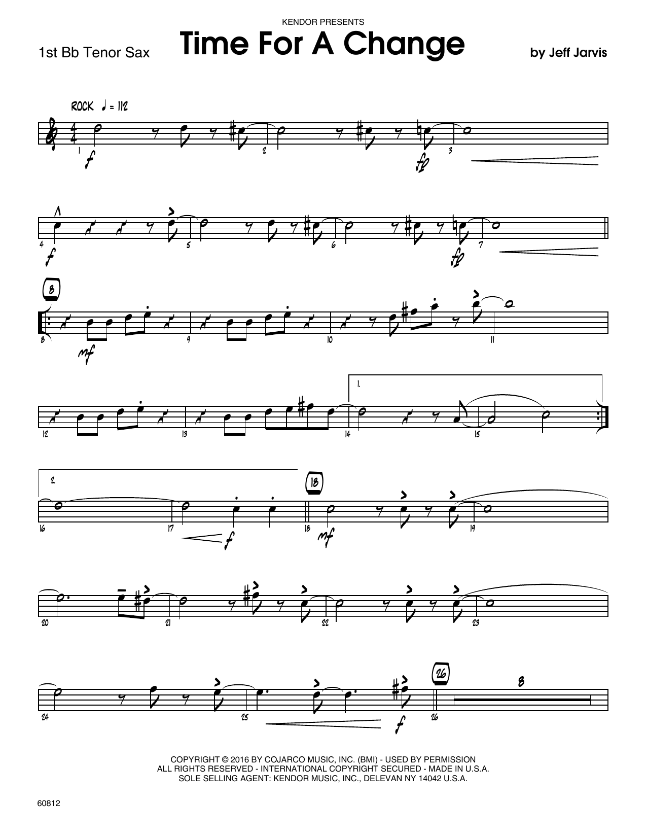 Download Jeff Jarvis Time For A Change - 1st Tenor Saxophone Sheet Music