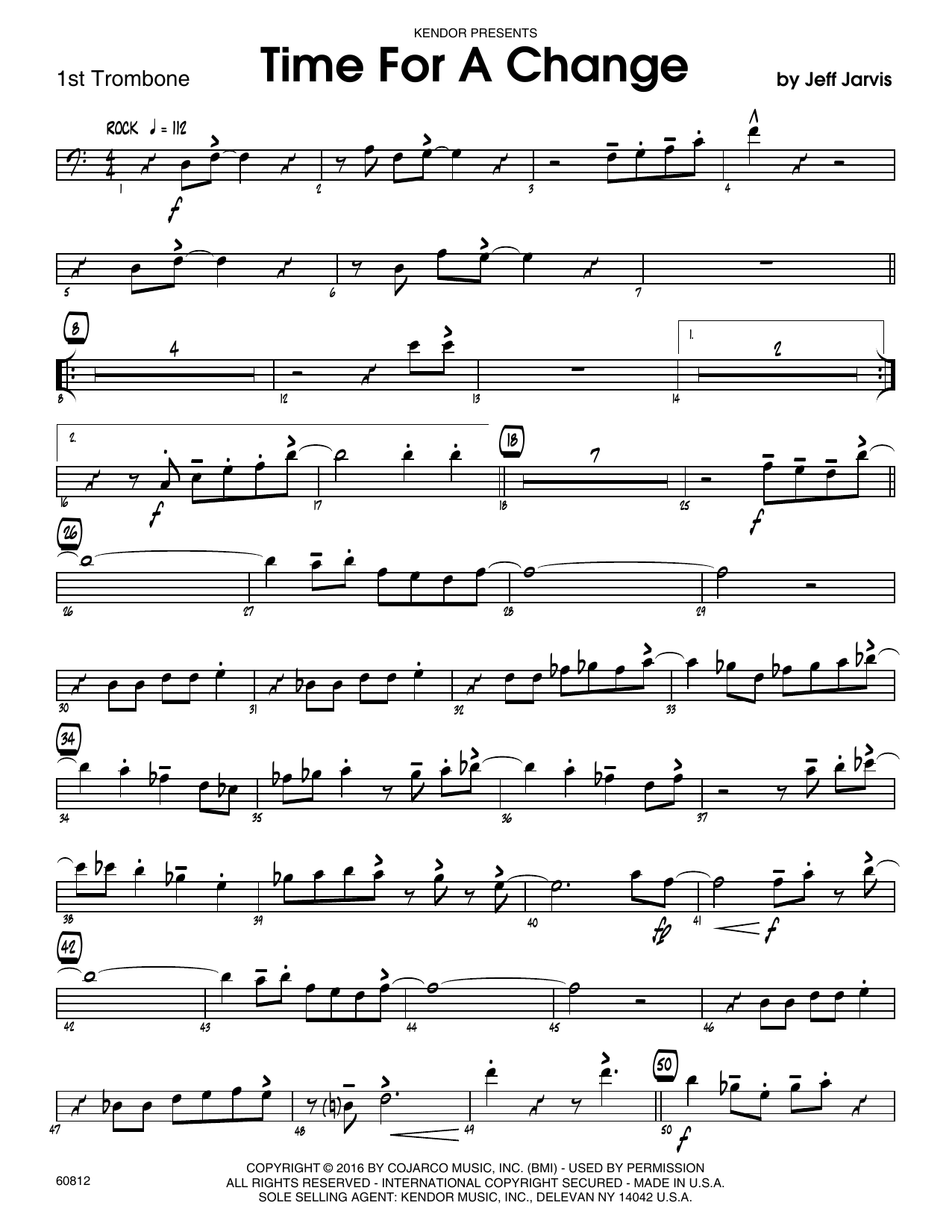 Download Jeff Jarvis Time For A Change - 1st Trombone Sheet Music