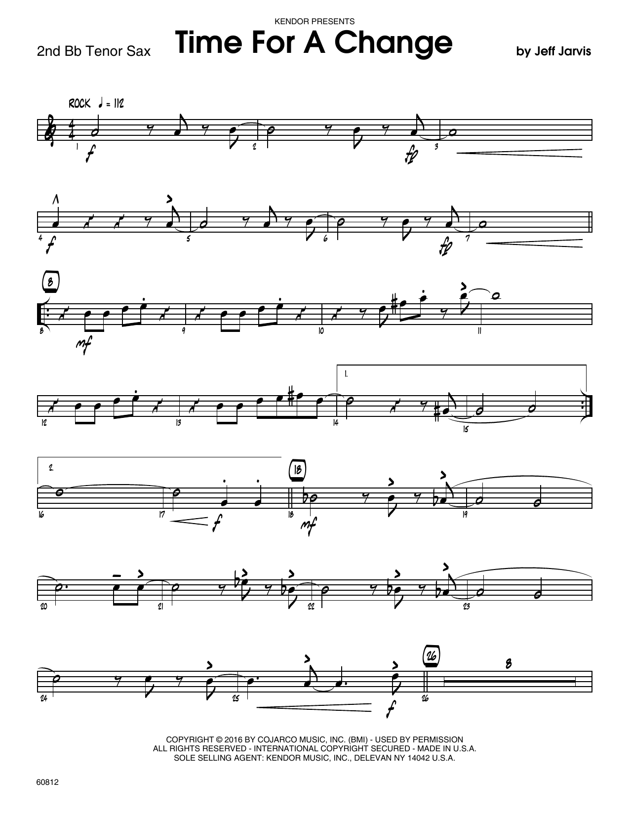 Download Jeff Jarvis Time For A Change - 2nd Bb Tenor Saxoph Sheet Music