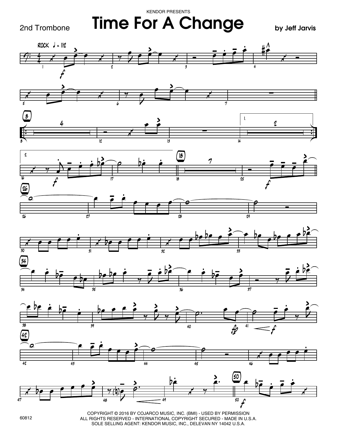 Download Jeff Jarvis Time For A Change - 2nd Trombone Sheet Music