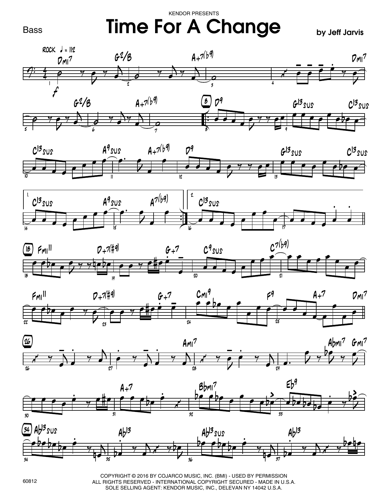 Download Jeff Jarvis Time For A Change - Bass Sheet Music