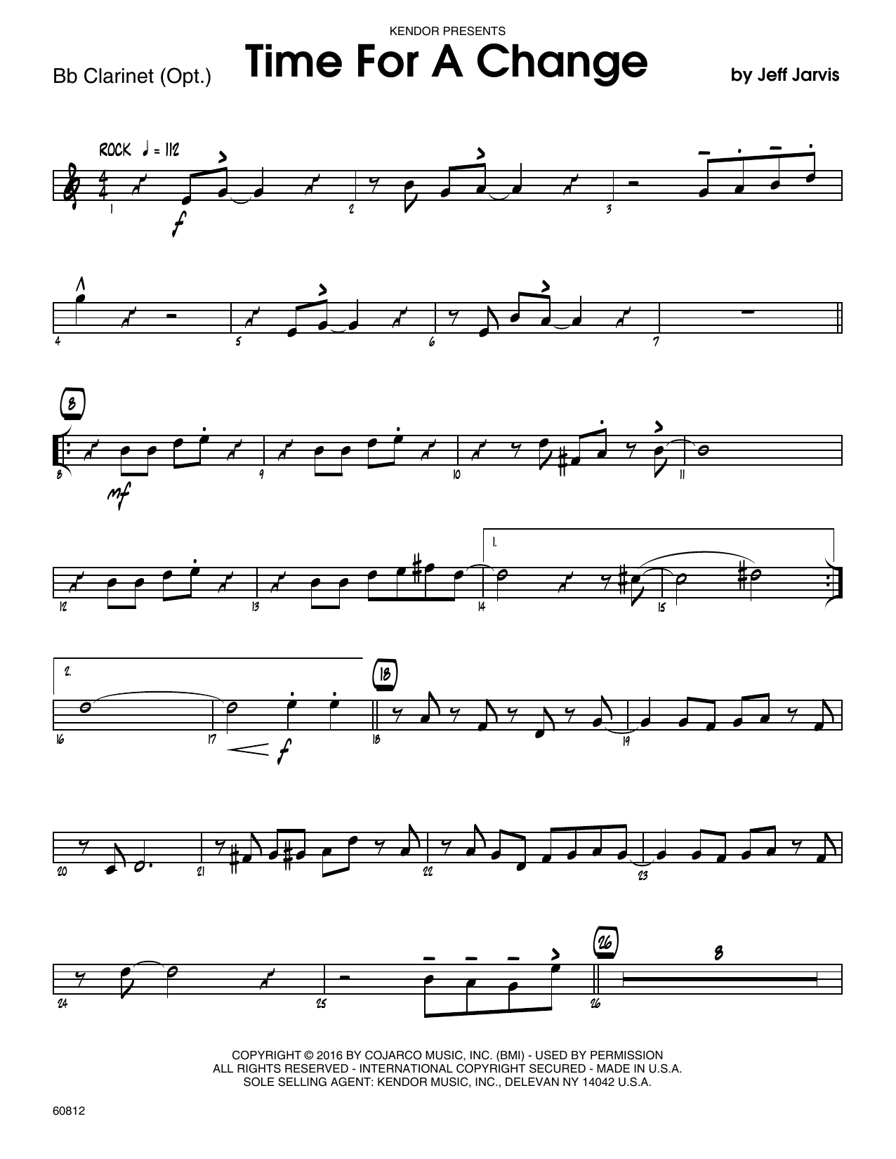 Download Jeff Jarvis Time For A Change - Bb Clarinet Sheet Music