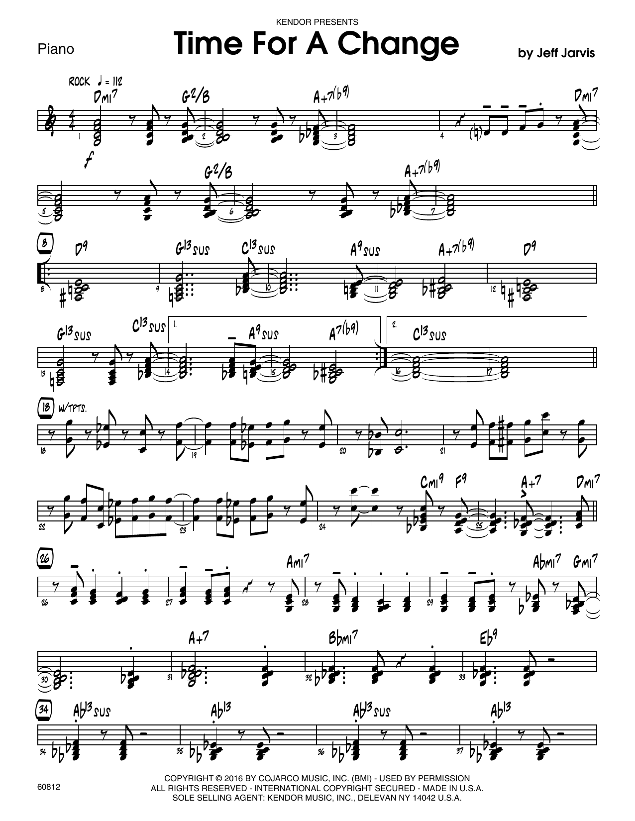 Download Jeff Jarvis Time For A Change - Piano Sheet Music