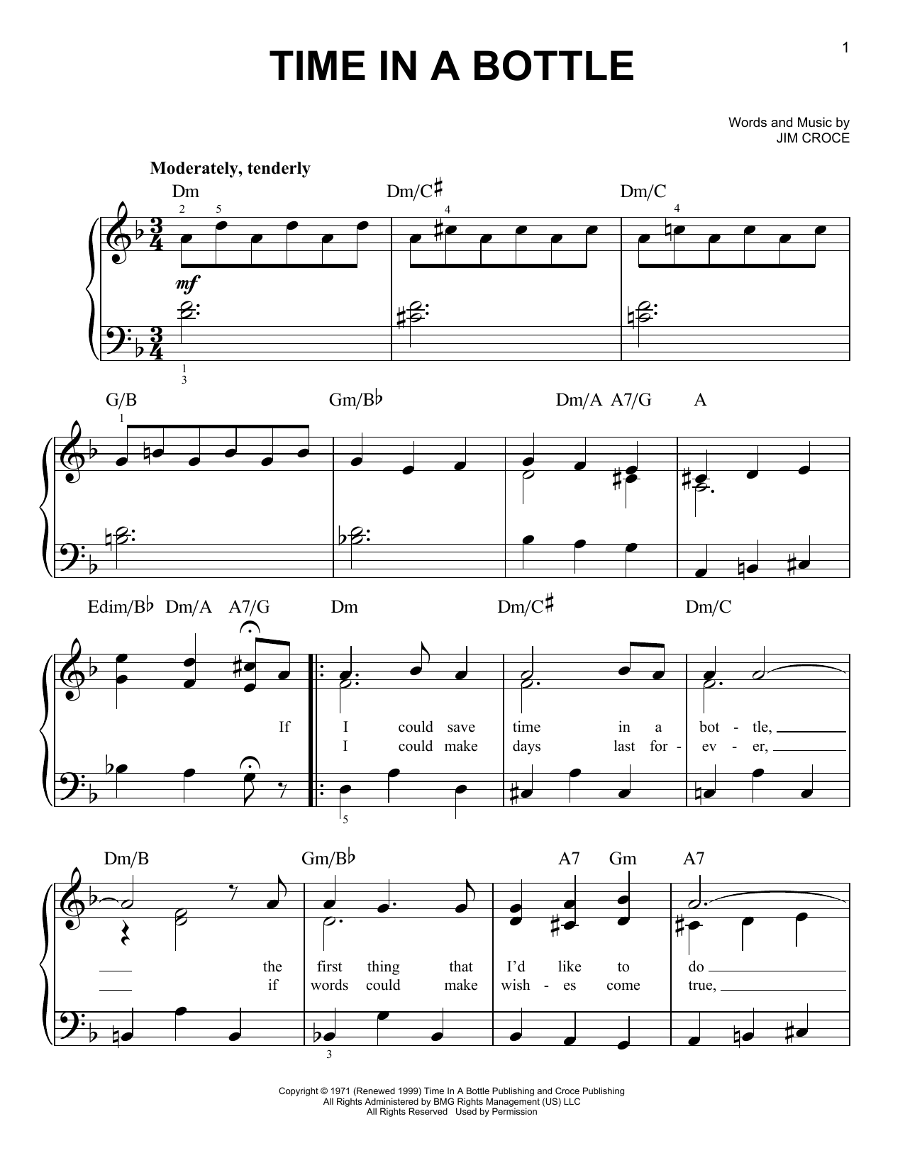 Download Jim Croce Time In A Bottle Sheet Music