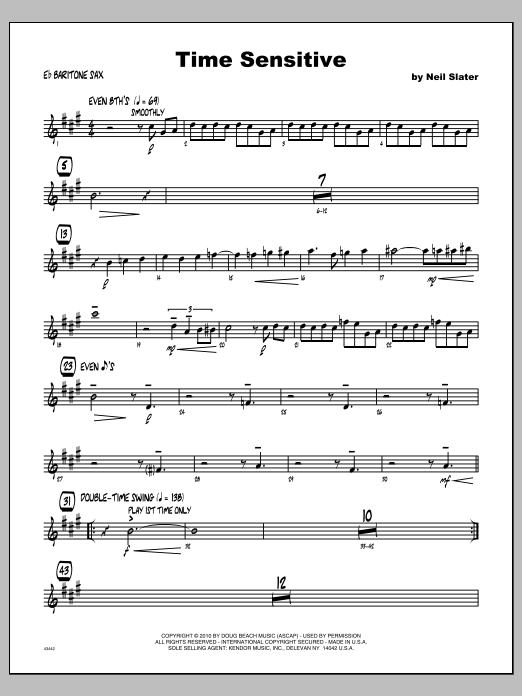 Download Slater Time Sensitive - Baritone Sax Sheet Music