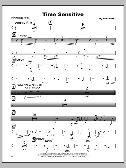 Download Slater Time Sensitive - Trombone 5 Sheet Music