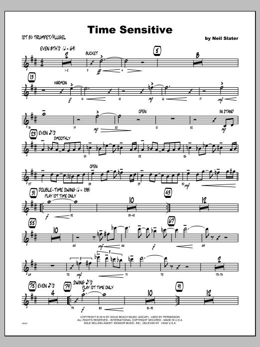 Download Slater Time Sensitive - Trumpet 1 Sheet Music