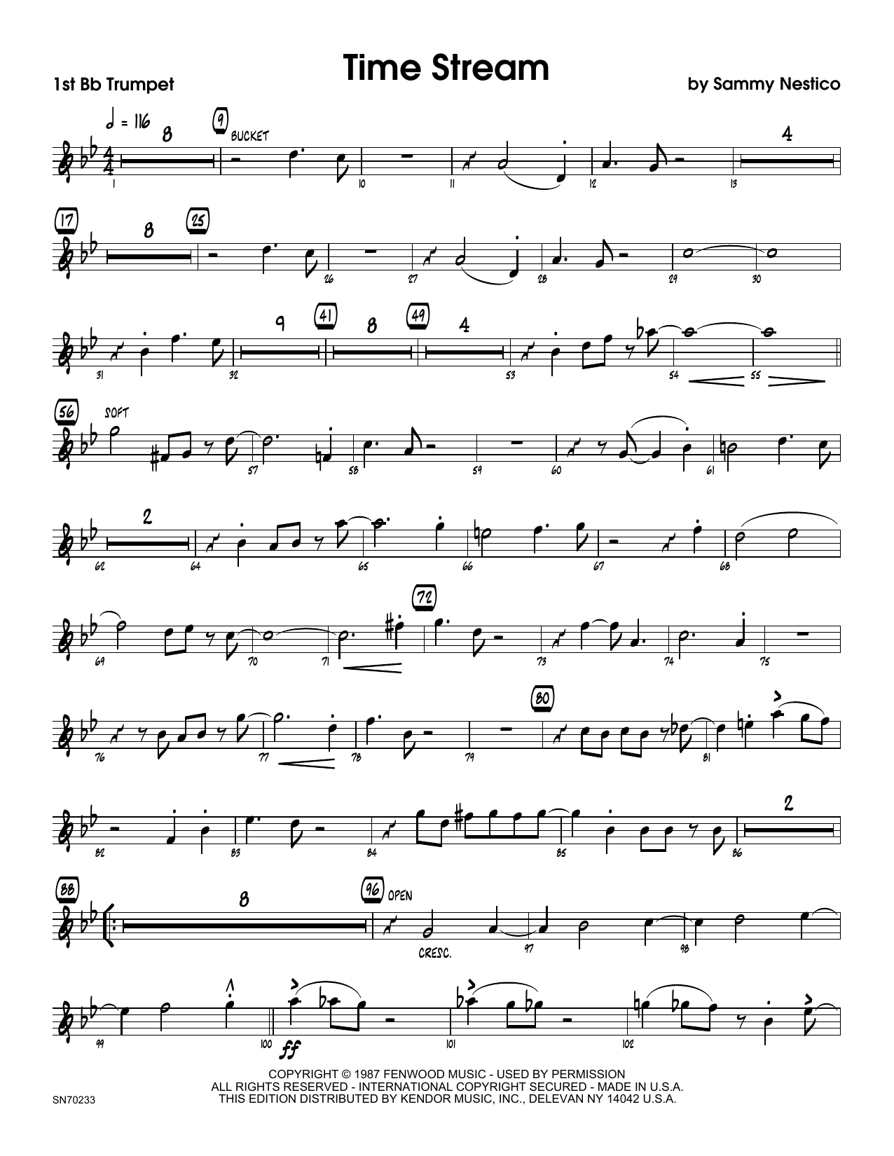 Download Sammy Nestico Time Stream - 1st Bb Trumpet Sheet Music