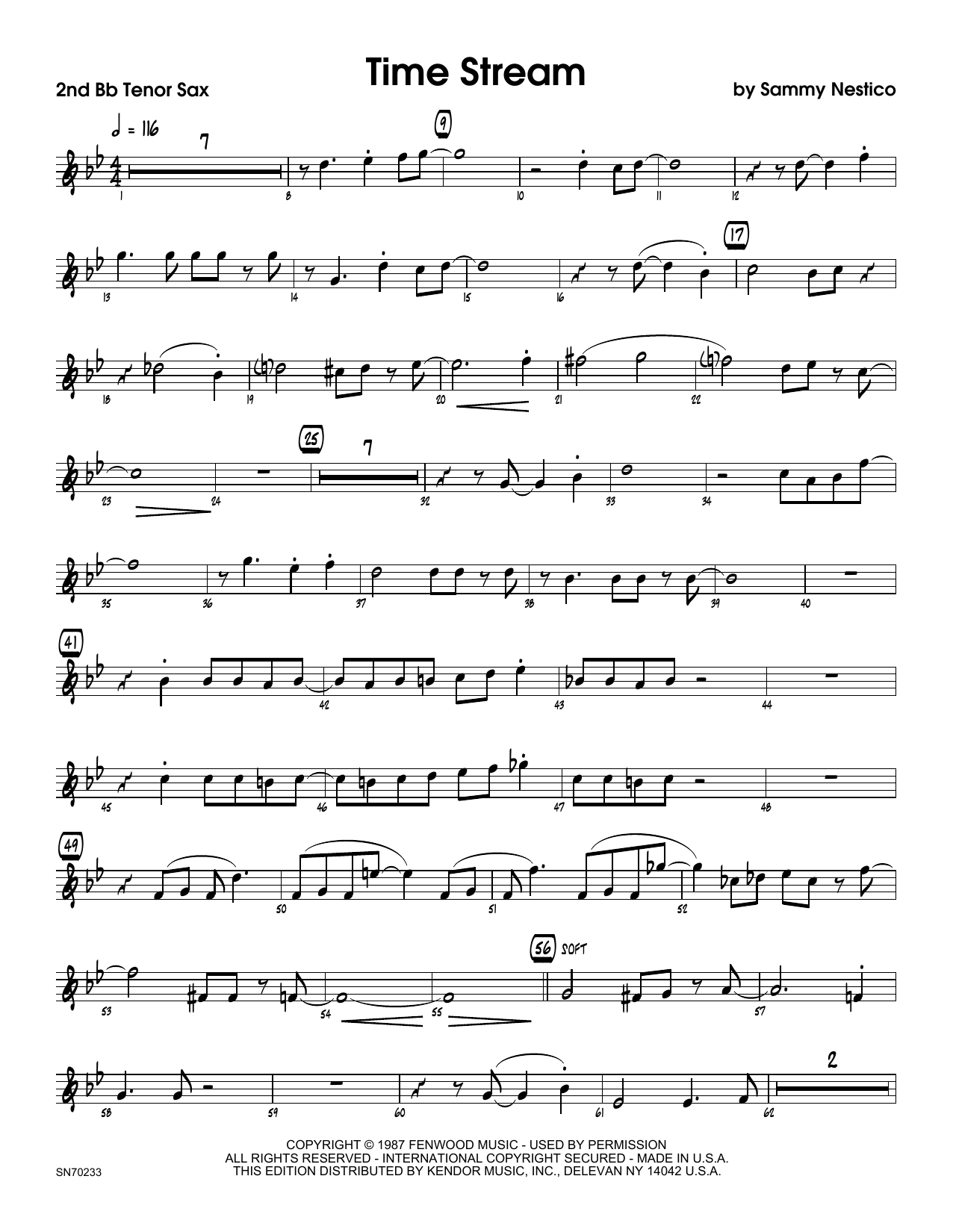 Download Sammy Nestico Time Stream - 2nd Bb Tenor Saxophone Sheet Music