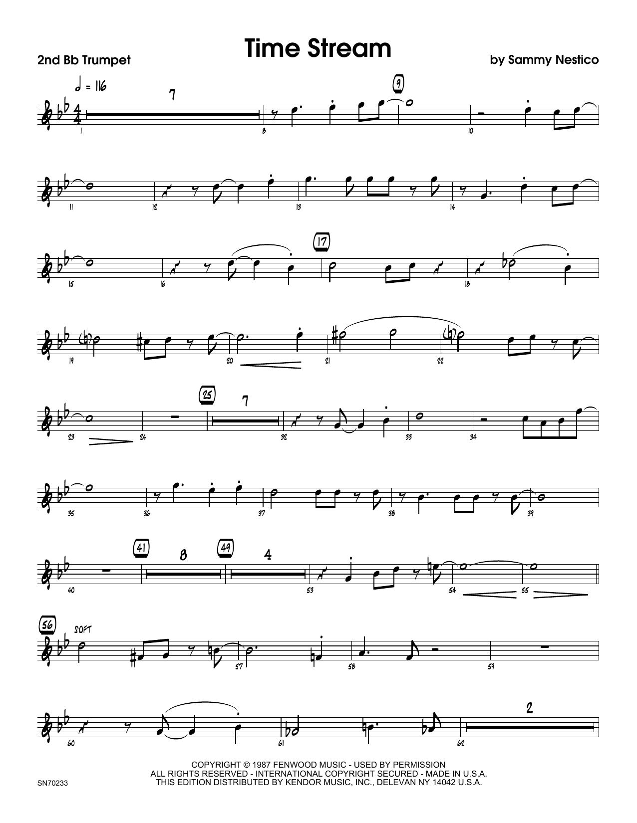 Download Sammy Nestico Time Stream - 2nd Bb Trumpet Sheet Music