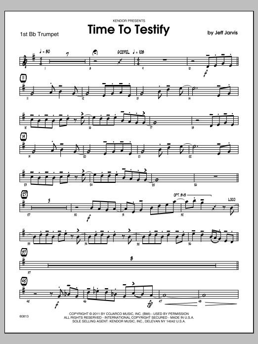 Download Jarvis Time To Testify - 1st Bb Trumpet Sheet Music