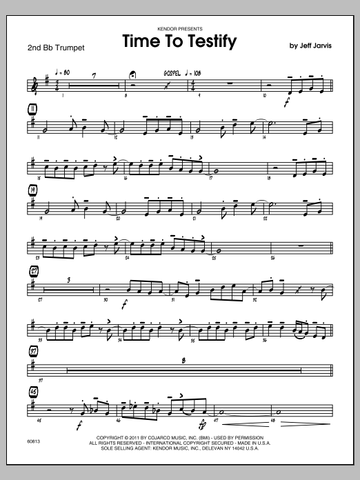 Download Jarvis Time To Testify - 2nd Bb Trumpet Sheet Music
