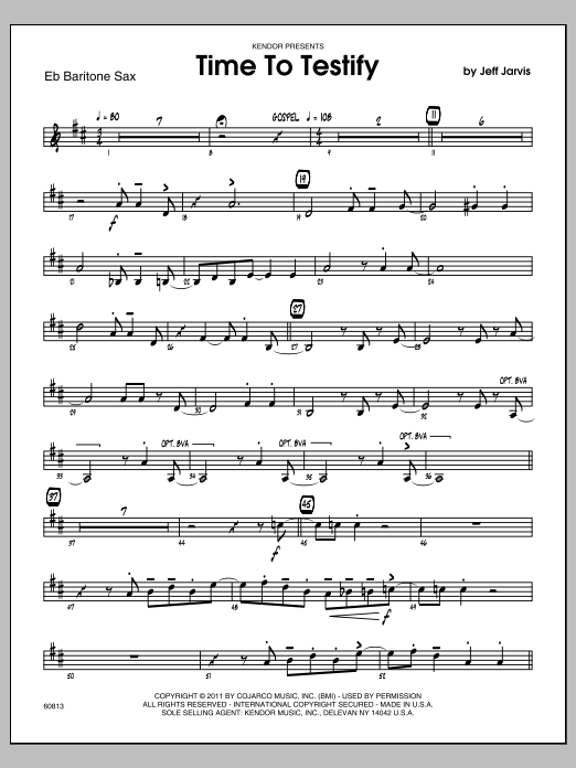 Download Jarvis Time To Testify - Baritone Sax Sheet Music