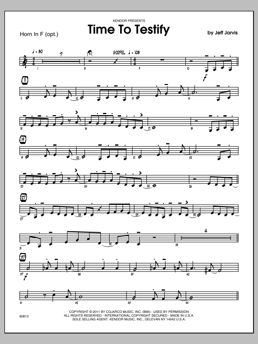 Download Jarvis Time To Testify - Horn in F Sheet Music