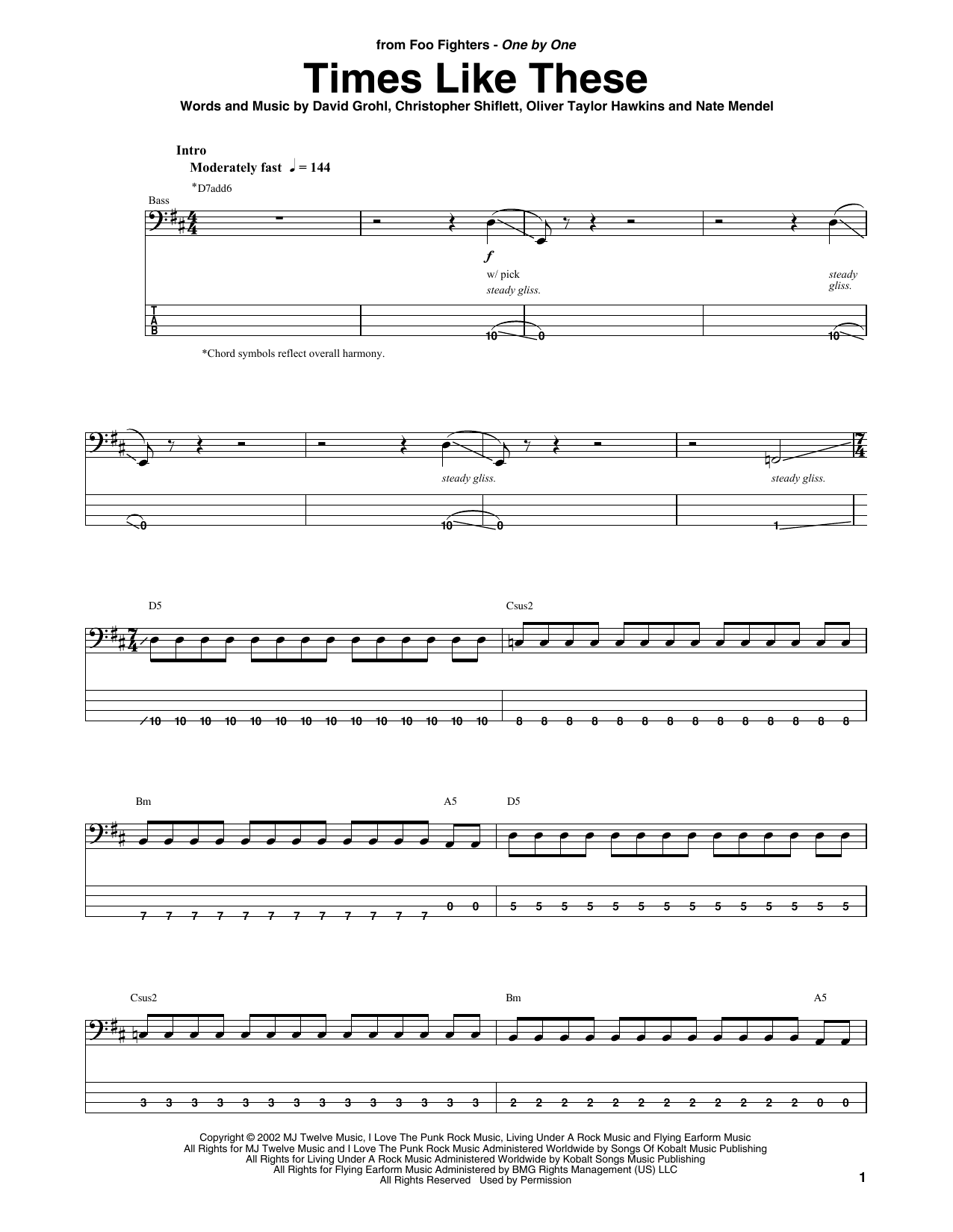 Download Foo Fighters Times Like These Sheet Music