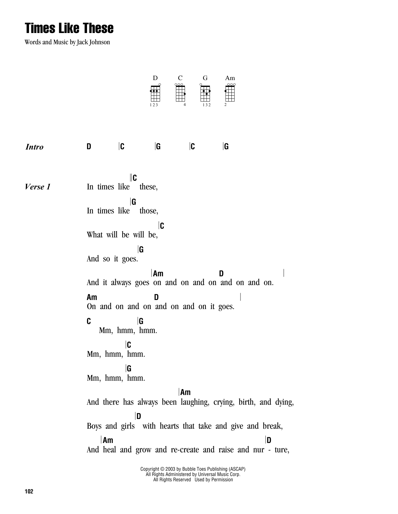 Download Jack Johnson Times Like These Sheet Music