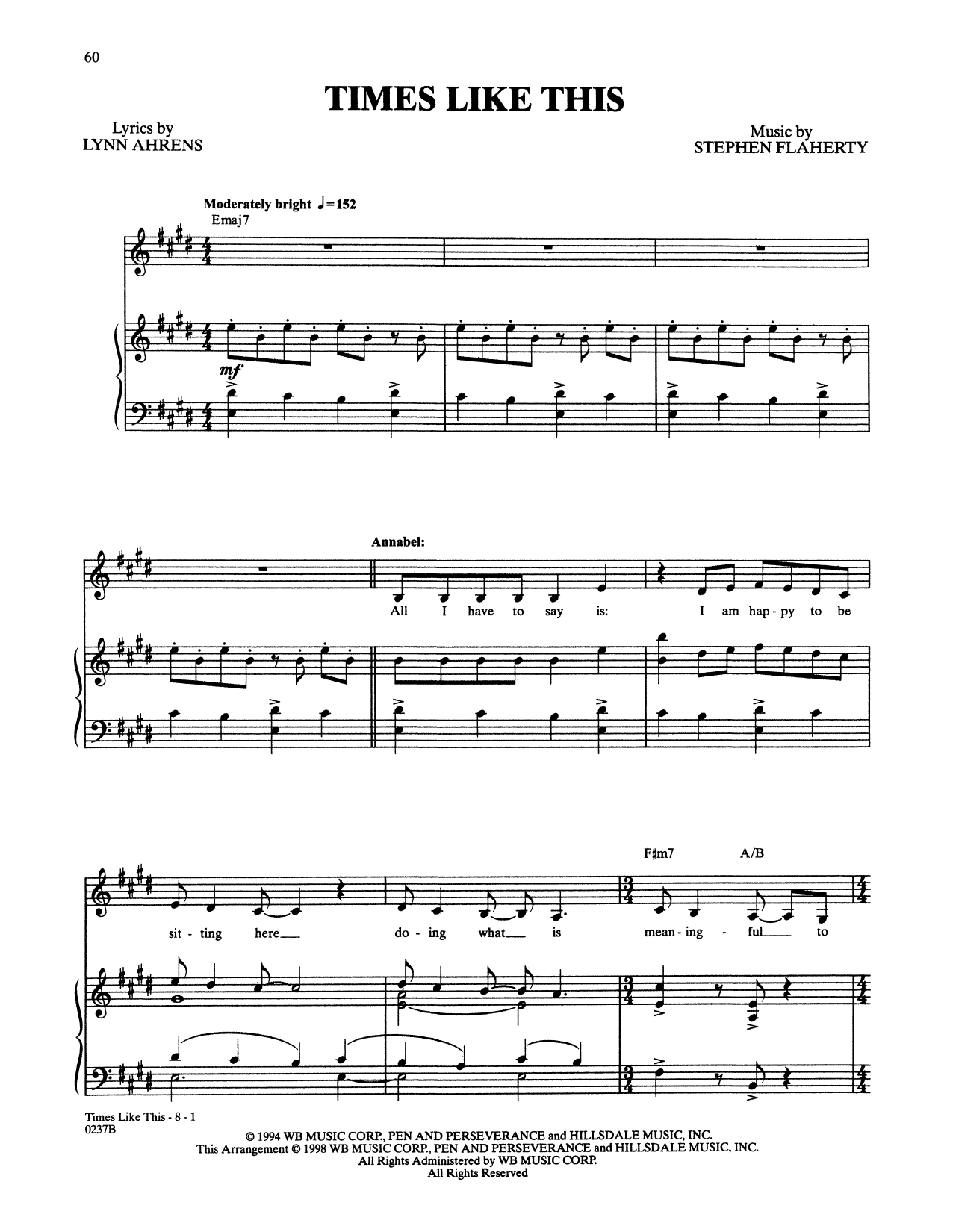 Download Stephen Flaherty and Lynn Ahrens Times Like This (from Lucky Stiff) Sheet Music