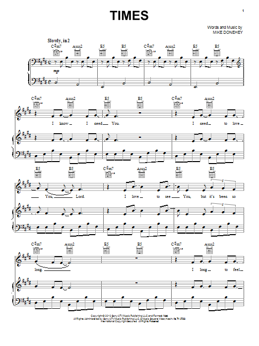 Download Tenth Avenue North Times Sheet Music