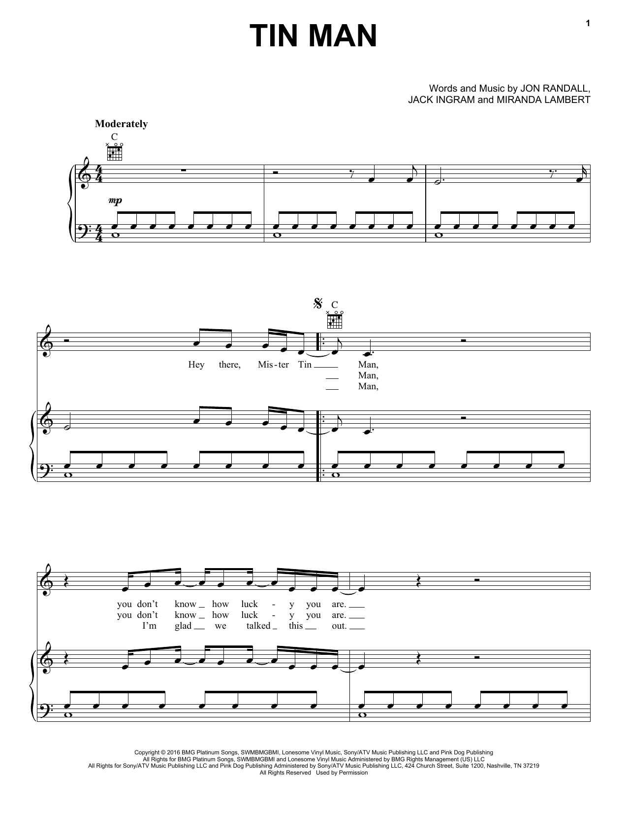 Download Miranda Lambert Tin Man Sheet Music