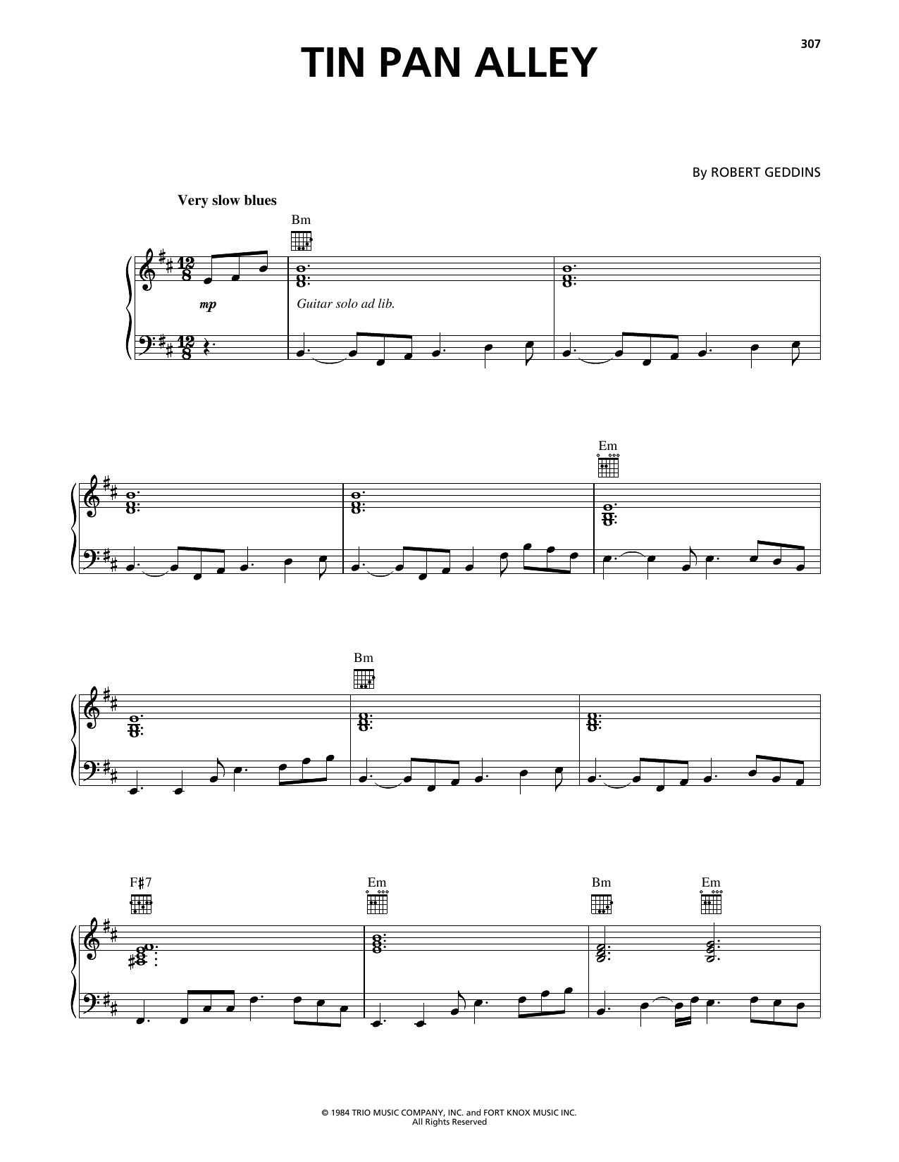 Download Stevie Ray Vaughan Tin Pan Alley Sheet Music