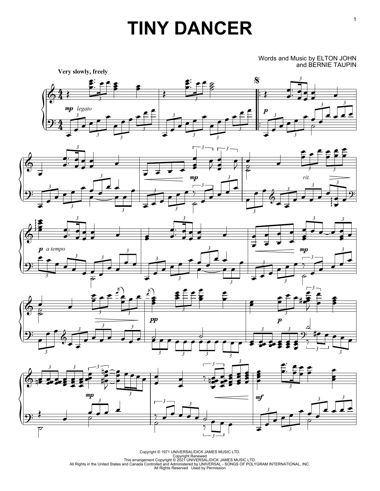 Download Elton John Tiny Dancer [Classical version] (arr. D Sheet Music