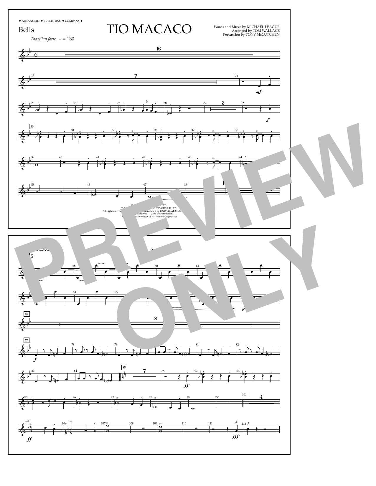 Download Tom Wallace Tio Macaco - Bells Sheet Music