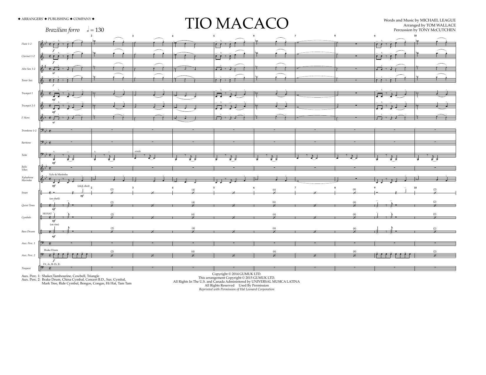 Download Tom Wallace Tio Macaco - Full Score Sheet Music