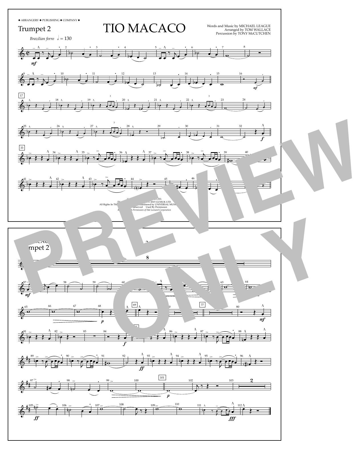 Download Tom Wallace Tio Macaco - Trumpet 2 Sheet Music