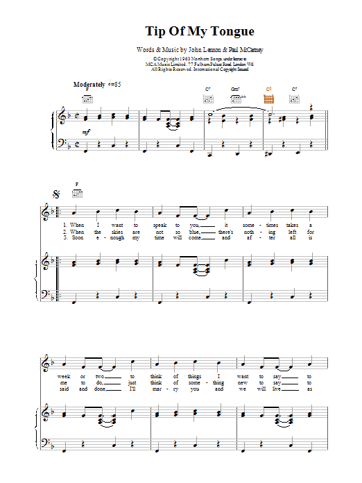 Download The Beatles Tip Of My Tongue Sheet Music