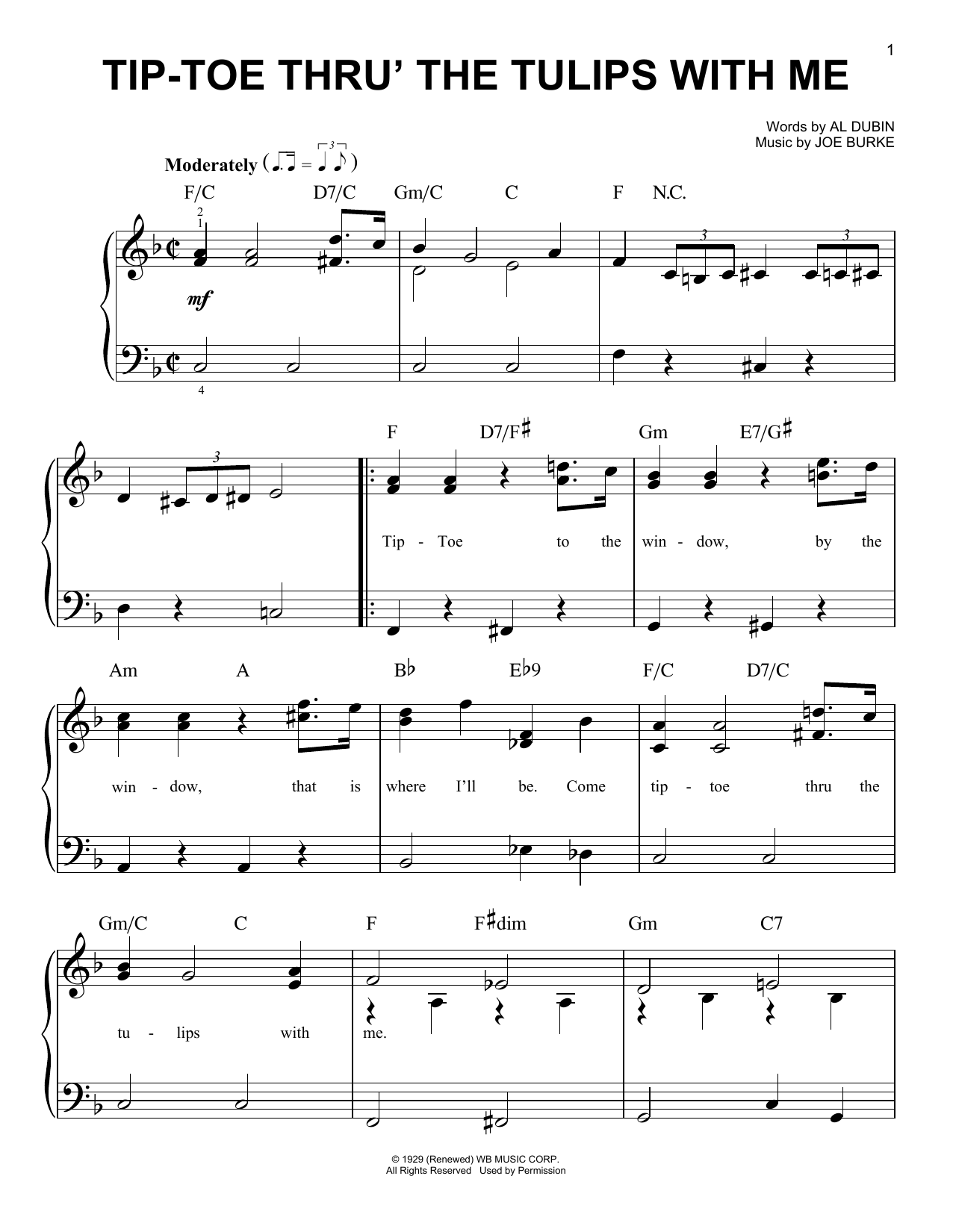Download Al Dubin Tip-Toe Thru' The Tulips With Me Sheet Music