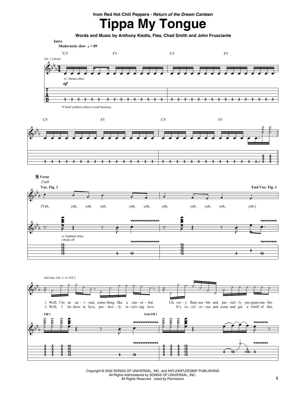 Download Red Hot Chili Peppers Tippa My Tongue Sheet Music