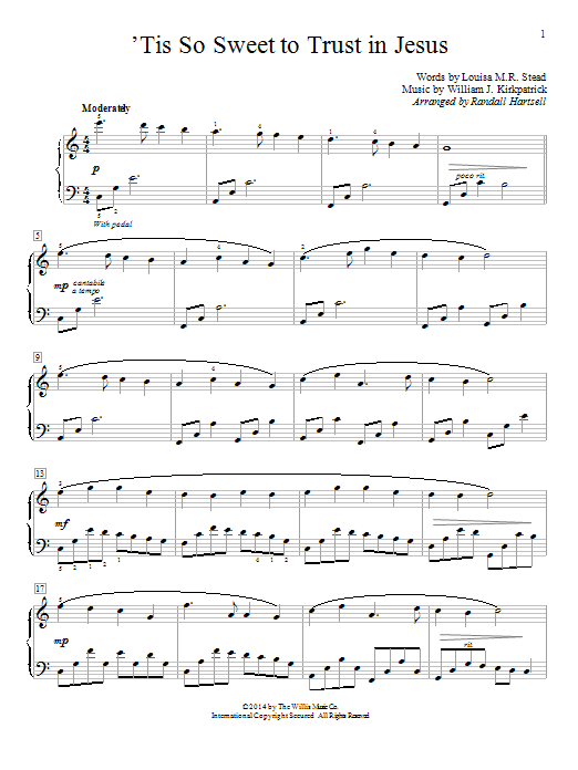 Download Randall Hartsell 'Tis So Sweet To Trust In Jesus Sheet Music