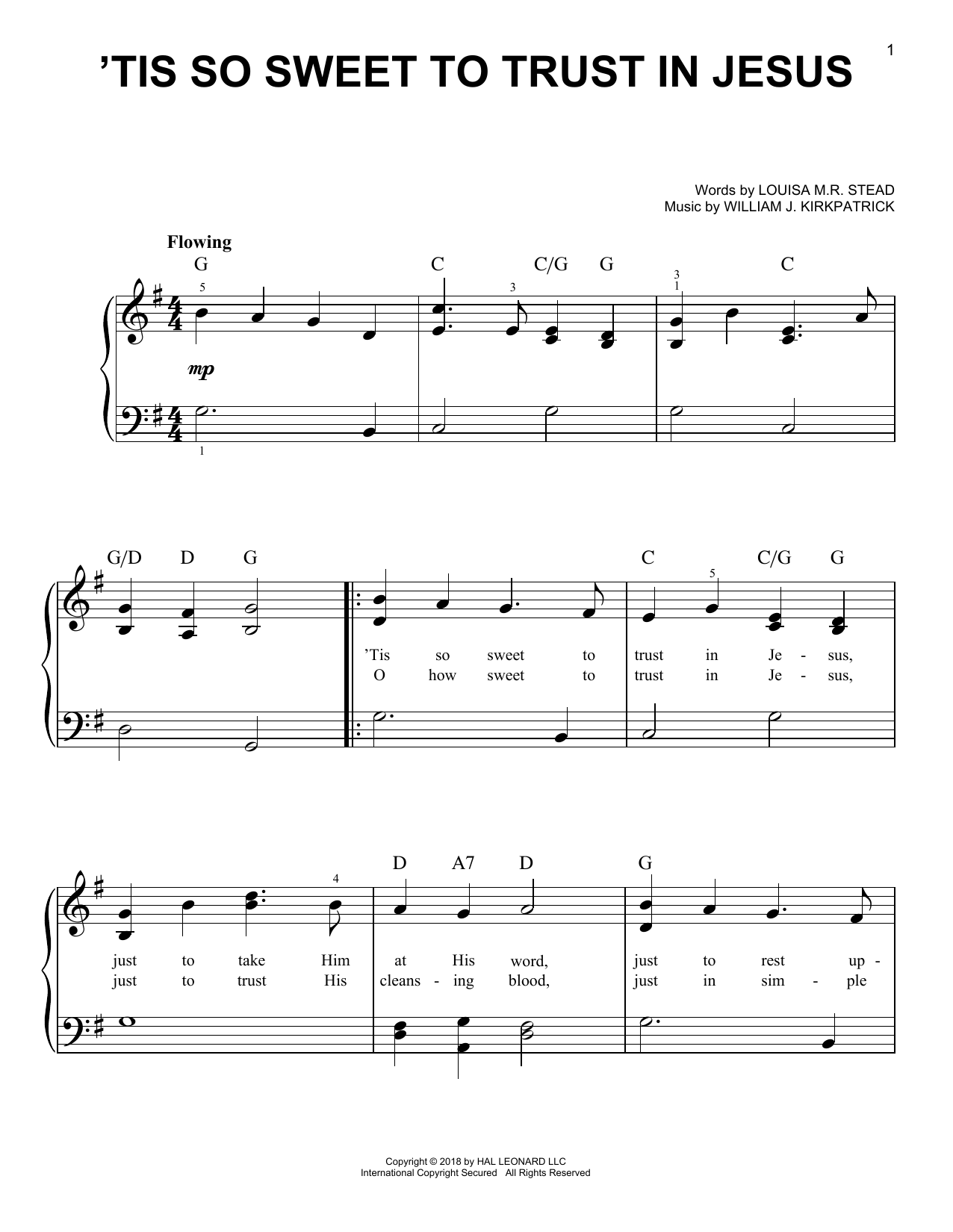 Download William J. Kirkpatrick 'Tis So Sweet To Trust In Jesus Sheet Music