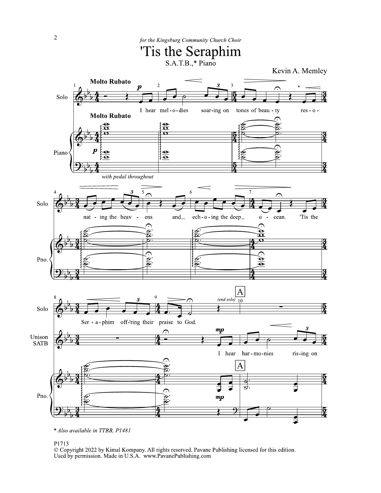 Download Kevin A. Memley 'Tis the Seraphim Sheet Music