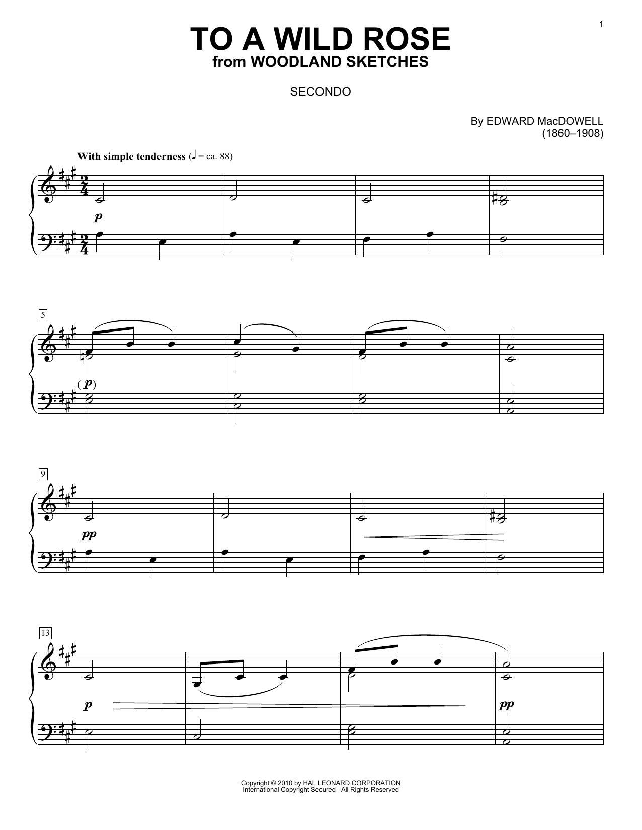 Download Edward MacDowell To A Wild Rose Sheet Music