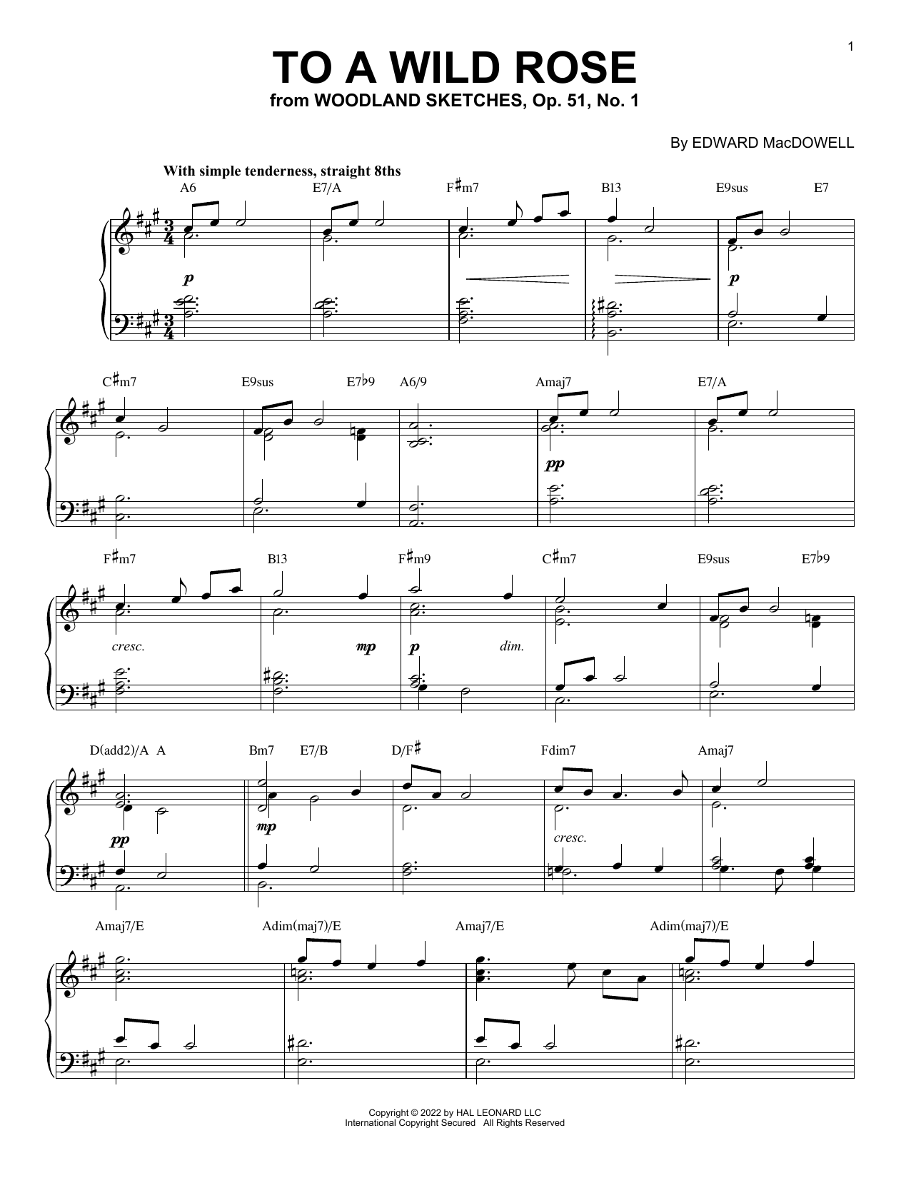 Download Edward MacDowell To A Wild Rose, Op. 51, No. 1 [Jazz ver Sheet Music