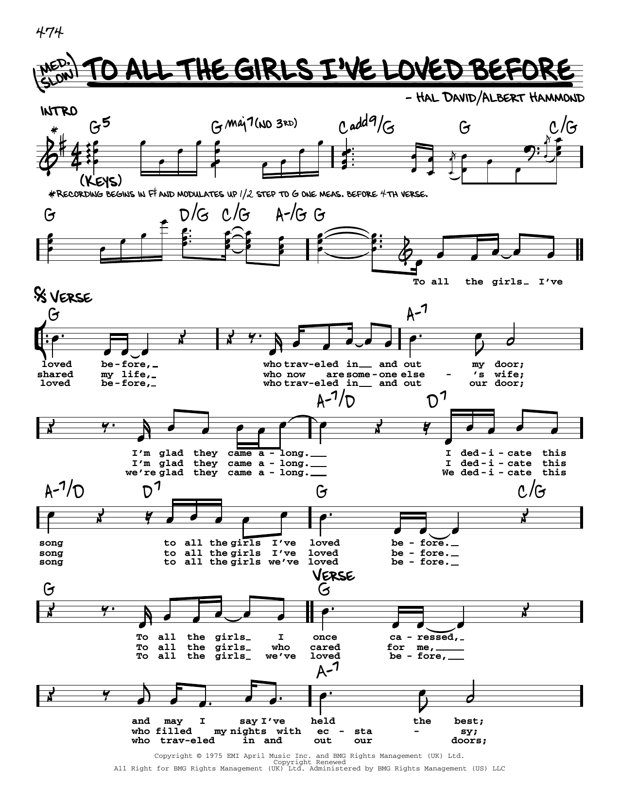 Download Julio Iglesias & Willie Nelson To All The Girls I've Loved Before Sheet Music