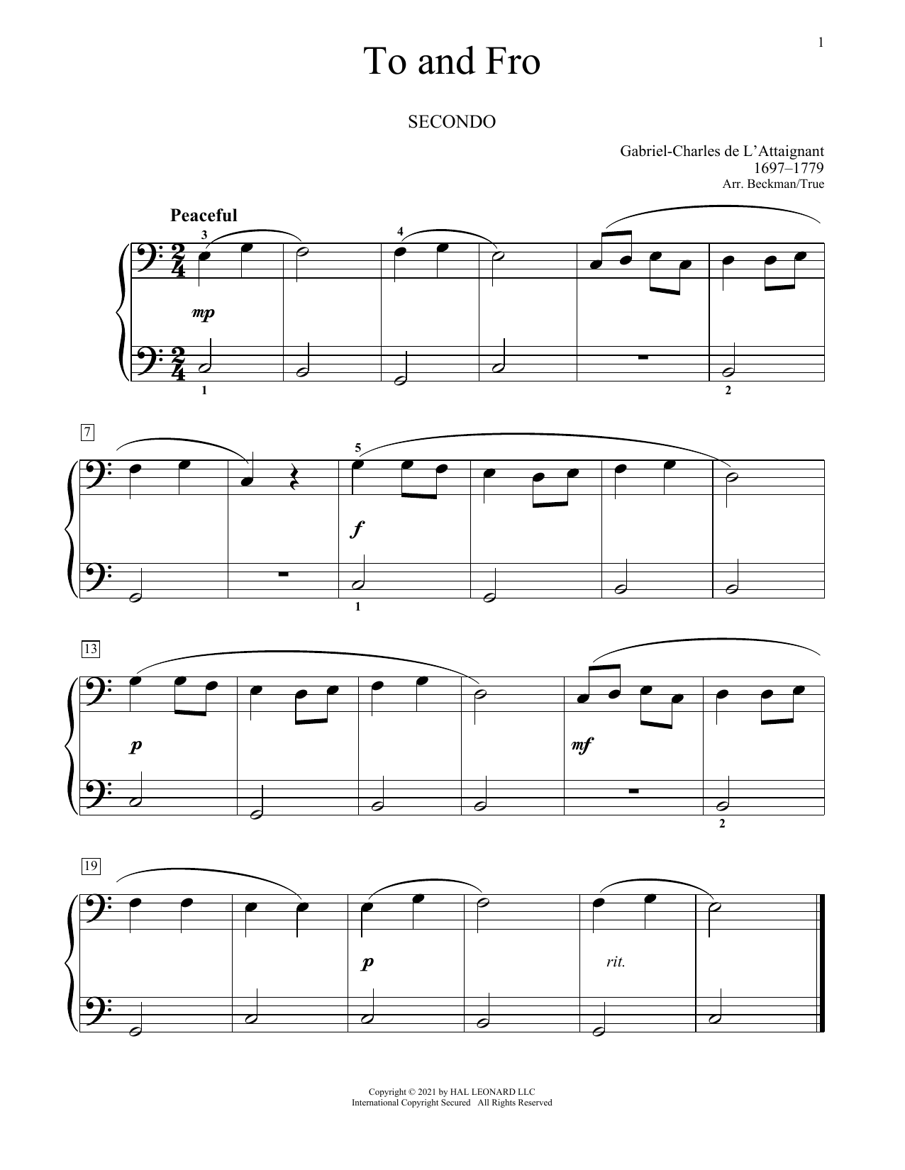 Download Gabriel De L'attaignant To And Fro Sheet Music